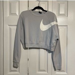 Nike oversized cropped light gray blue sweater size M